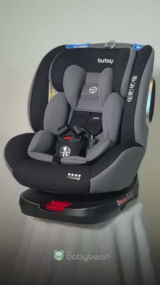 Burbay 360 Isofix  Car Seat Black and Dark Gray