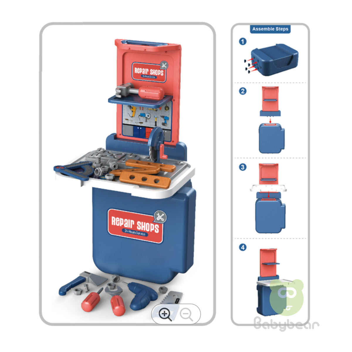 Toy Play Tool Repair Shop Briefcase Mobile 43 Pcs set
