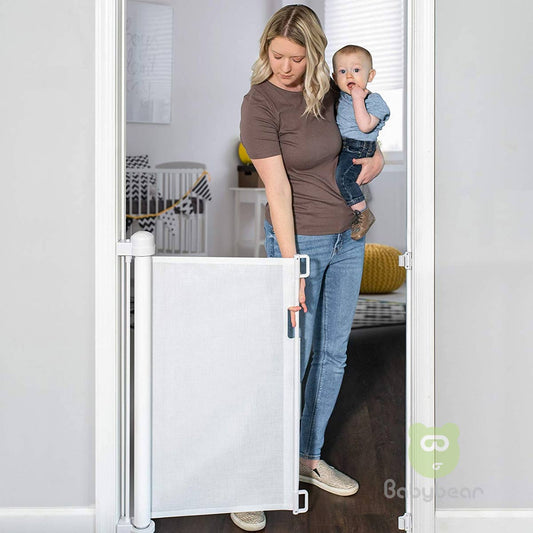 Retractable Baby Safety Gate - White