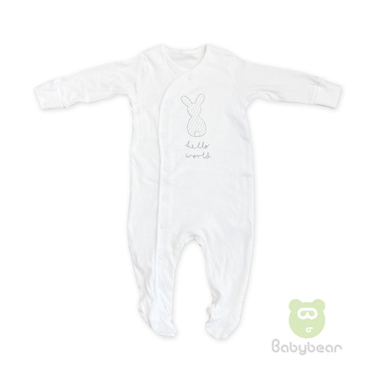 Baby Sleep Suit - White Bunny
