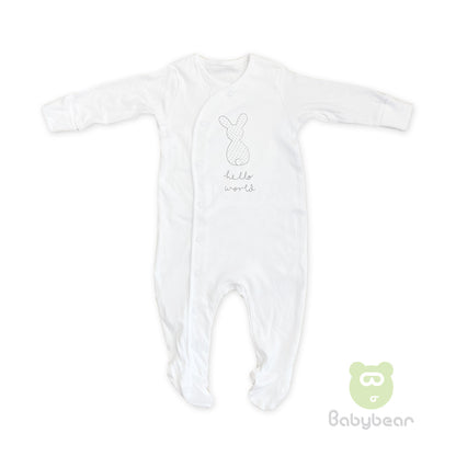 Baby Sleep Suit - White Bunny
