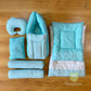 Plush Teal Bedding Set 7 in 1 - HAND QUILTS, BABY CARRIER, PILLOWS Star