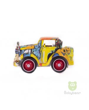 Graffiti Style Metal Friction Powered Die-cast Classic Cars Yellow