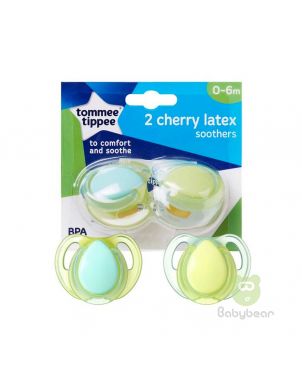 Tommee Tippee 2 Cherry Latex Soothers 6-18m Comfort Pacifier