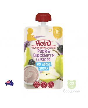 Heinz Baby Food Pear & Blackberry Custard 6m+ 120g Pouch