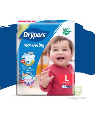 Drypers Wee Wee Dry L 9-14KG 58PCS
